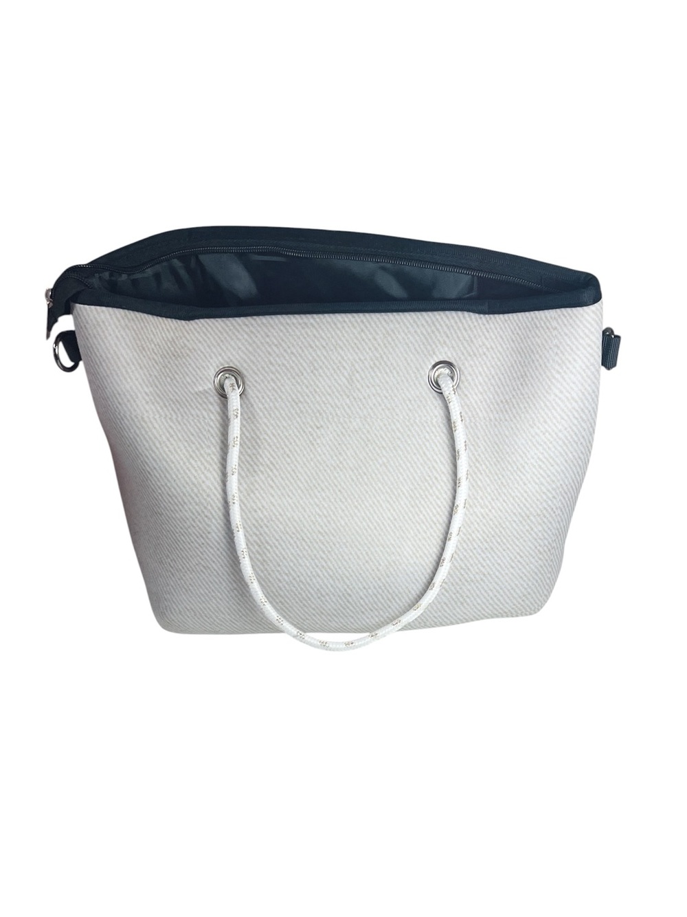 Solazul Neoprene Tan Bag and Matching Wristlet with Gold and White Stripe Beach - Picture 3 of 6
